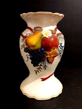 Vintage Decorative Ganz Bella Casa Fruit Motif Ceramic Vase